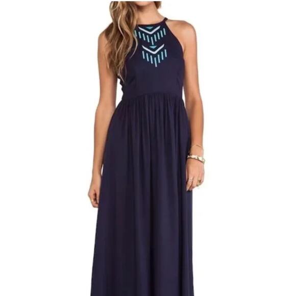 Anthropologie bobi Black Small NWT Navy embroidered boho maxi dress hippie $250 - Picture 1 of 7